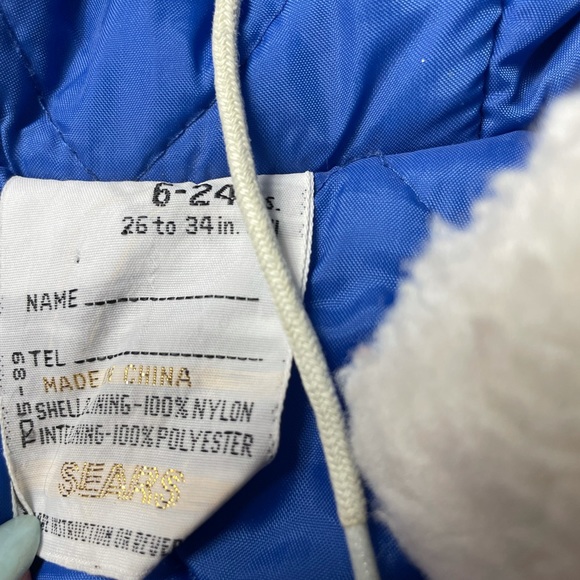 COPY - Vintage Sears Baby One Piece Snow Suit Light And Fark Blue 6-24 Months - Picture 5 of 8